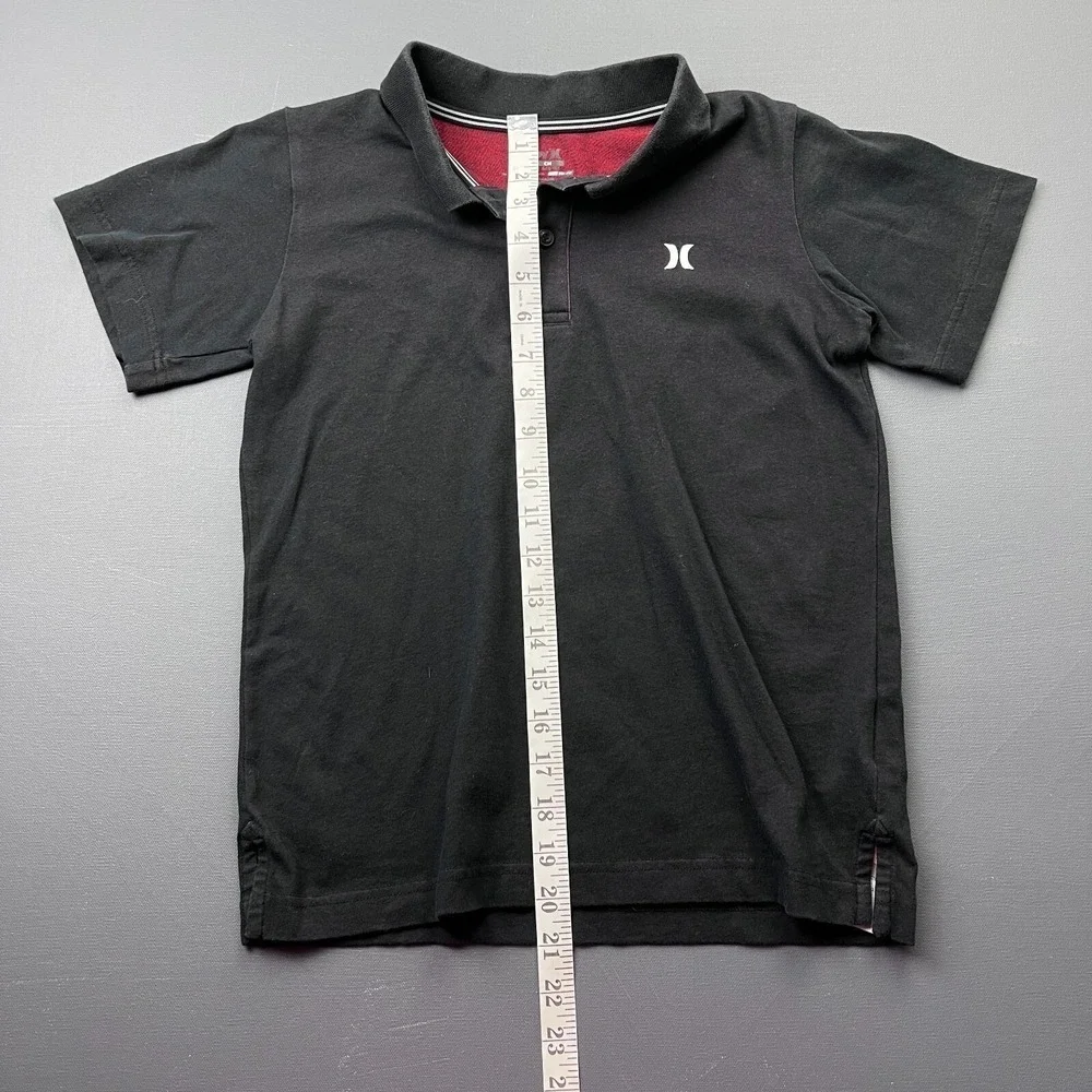 Hurley Boys Size Small 8-10 Black Red Dri-FIT Knit Polo Shirt Short Sleeve Golf